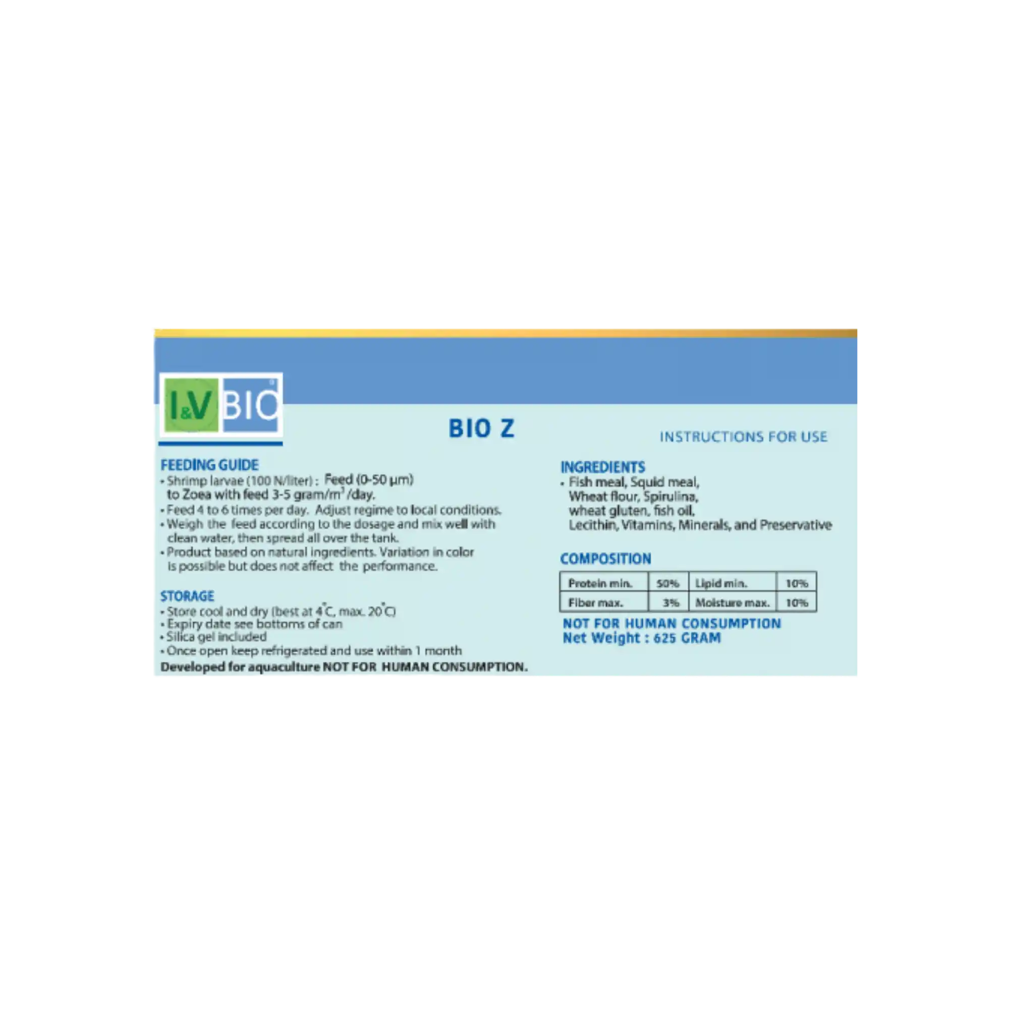 Pakan Benur Udang Bio Z I & V - 625 g - 2